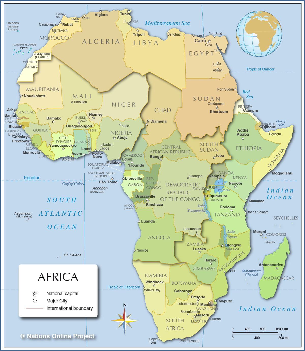 Africa Political Map by Nations Online Project