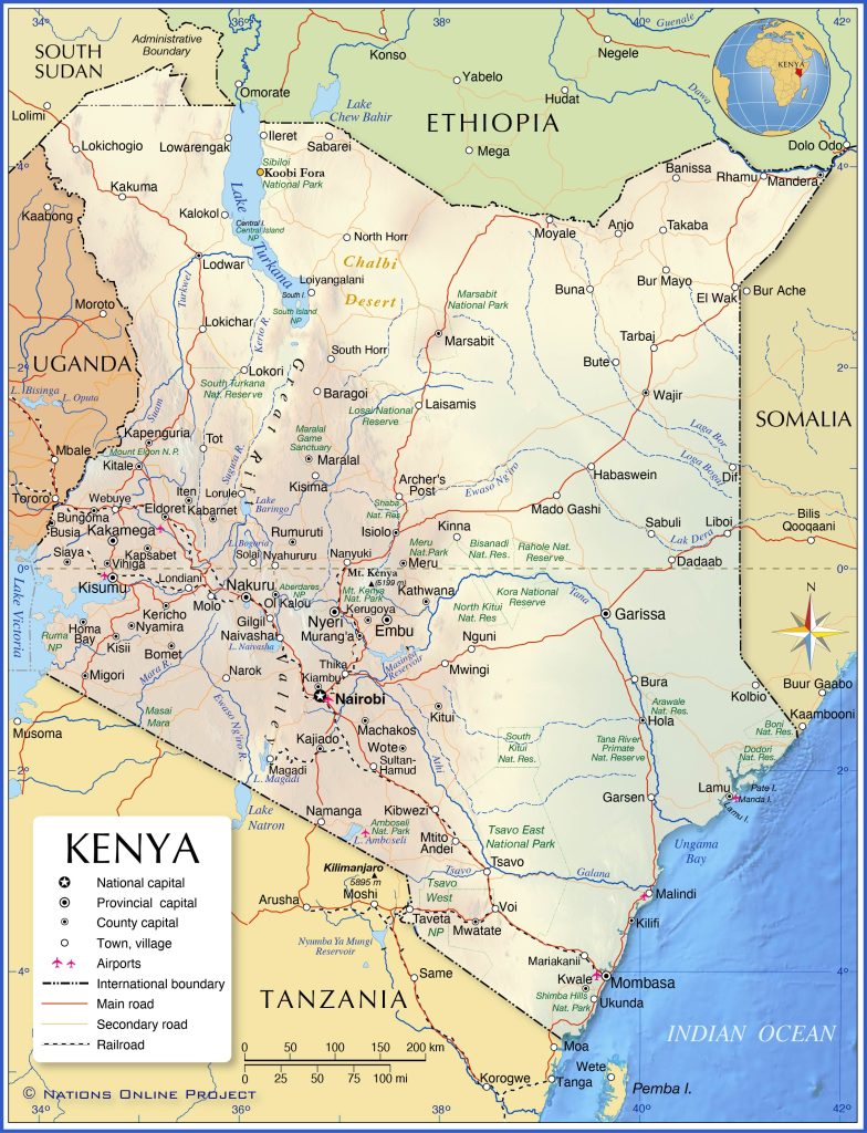 Map Copyright Nations Online Project Map of Kenya showing national parks